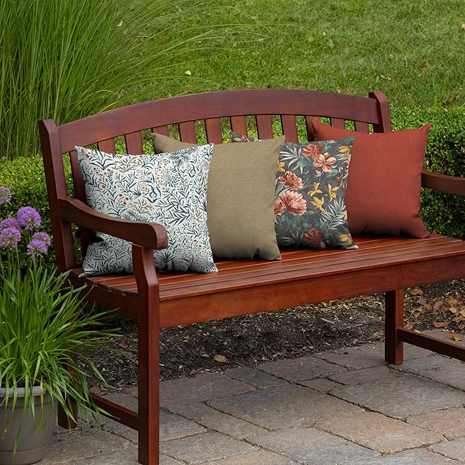 Arden Outdoor Toss Pillow, 2 Pack, 16 x 16, Rain-Proof, Fade Resistant Pistachio Botanical