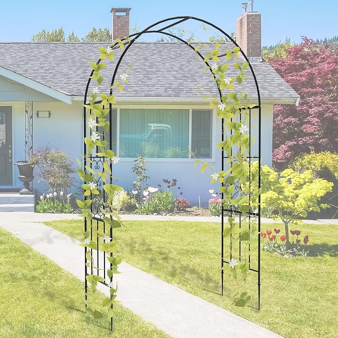 Garden Arch - 87"(H)*47"(L), Rust-Resistant and Sturdy Metal Garden Arbor, Trellis for Climbing Plants Outdoor, Use for Backyard, Patio, Lawn and Wedding Decorations（20MM Pipe）