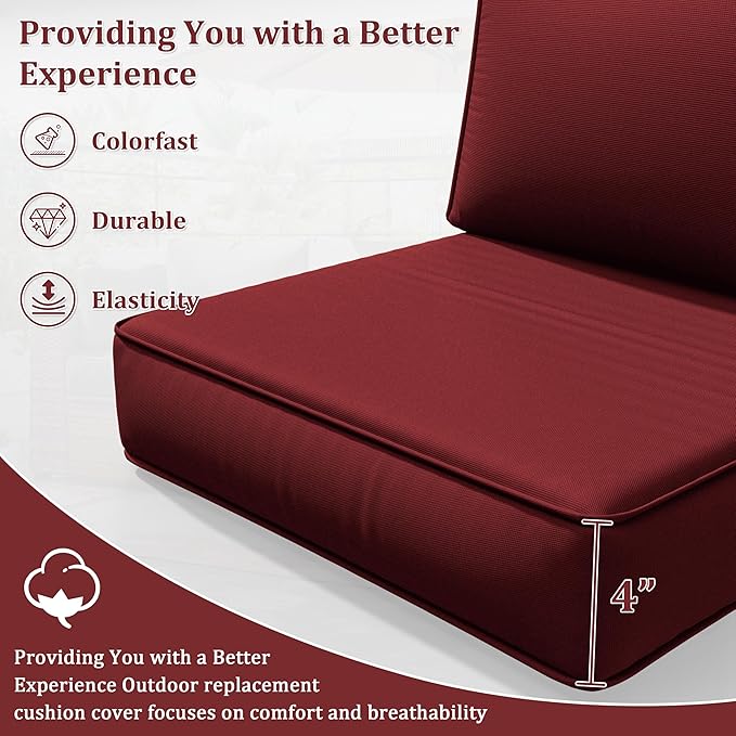 8p Outdoor Cushion Slipcovers Outdoor Patio Cushions Covers Replacement Waterproof with Zipper for 3-Seat Rattan Sofa Patio Furniture Cushion Covers, Covers Only