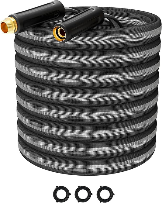 100FT Garden Hose, 2026 New Upgraded Fabric Thickened Non-Expanding Water Hose, Ultra Lightweight & Flexible, Burst-Resistant, Kink-Free Hose 700 PSI for Outside, RV, Yard, 3/4GHT, Black-Gray