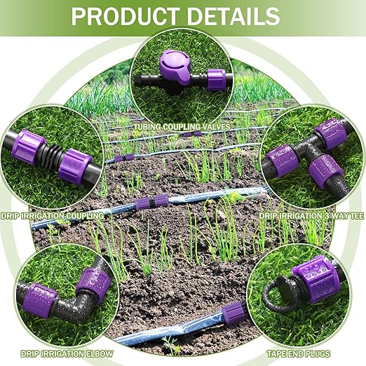 Tondiamo 250' 5/8 Inch Drip Tape Irrigation Tubing Kit 8 Mil 6" Spacing Garden Hose Watering Tube Line Automatic Equipment for Garden Irrigation System Farms, Landscape, Lawn
