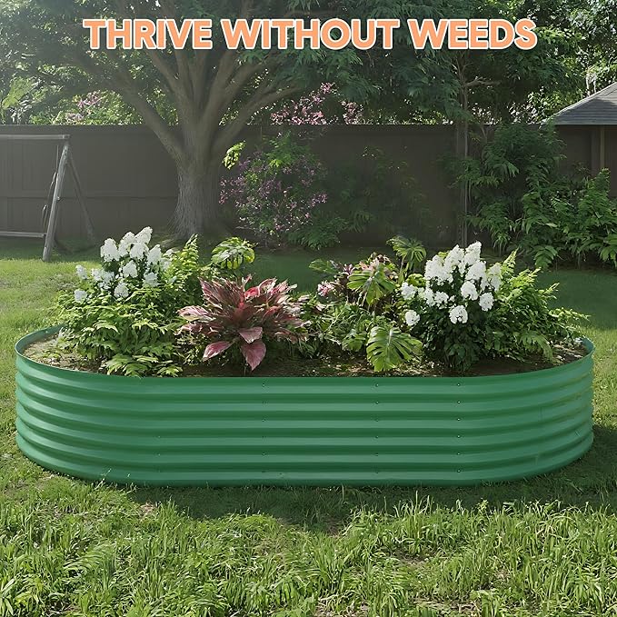 IDEALHOUSE 8x4x1.5 Ft Galvanized Metal Raised Garden Bed, 24-Inch Tall Outdoor Planter Box for Vegetables, Flowers & Herbs, Rust-Resistant Garden Beds for Backyard, Patio or Balcony, Green