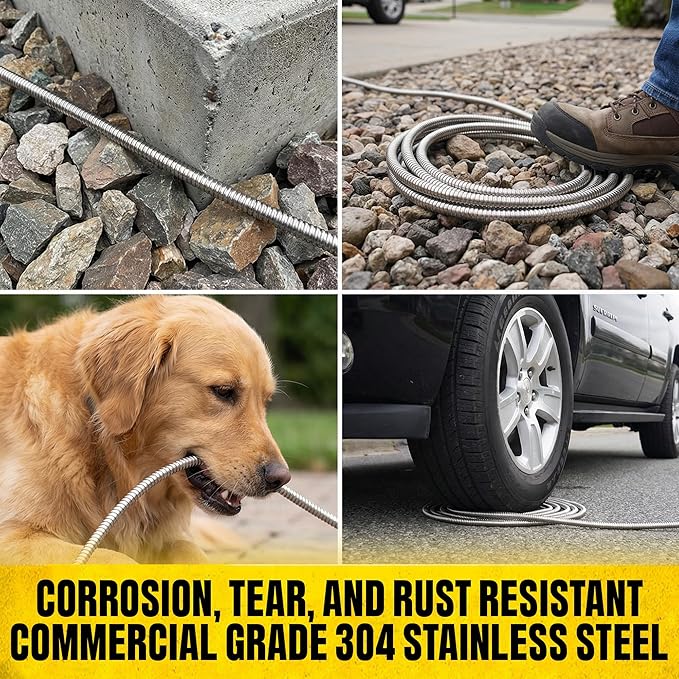 Bionic Steel 150 FT Long Garden Hose with Nozzle, 304 Stainless Steel Metal Water Hose 150ft, Flexible Hose, Kink Free, Lightweight & Durable, Crush Resistant Fitting, Easy to Coil, 500PSI- 2026 Model