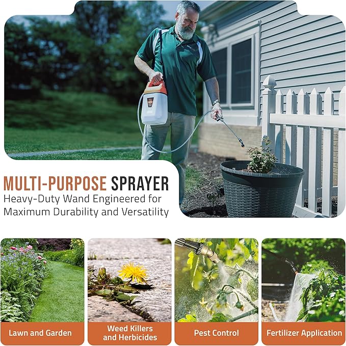 PetraTools EZ1 Battery Powered Sprayer 1 Gallon - Lawn and Garden Electric Sprayer for Weed/Pest Control, Watering & More - Battery Operated for Effortless Spraying (1 Gallon)