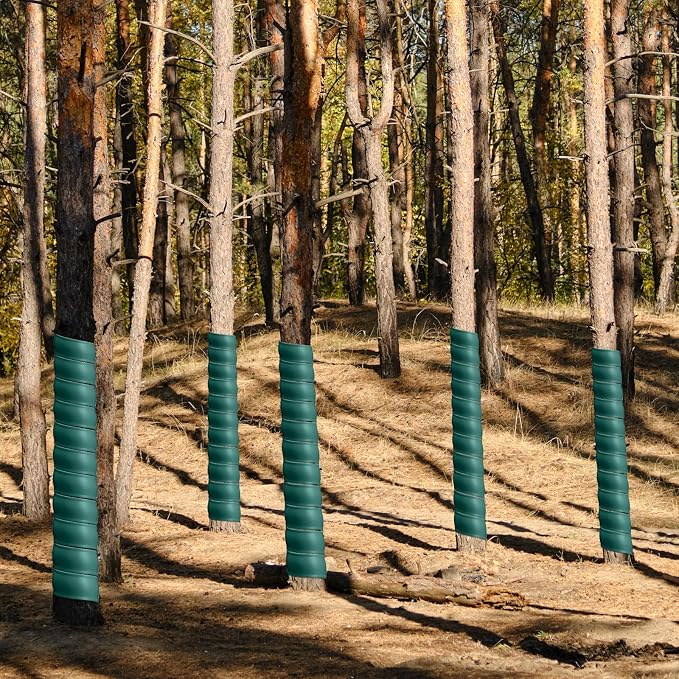 Wesiti 20 Pcs Tree Trunk Protector Plastic Spiral Trunk Tree Wrap Guard Bark Tube Protectors to Protect Bark Saplings from Deer Cats Rodents Rabbit Mowers (Dark Green)