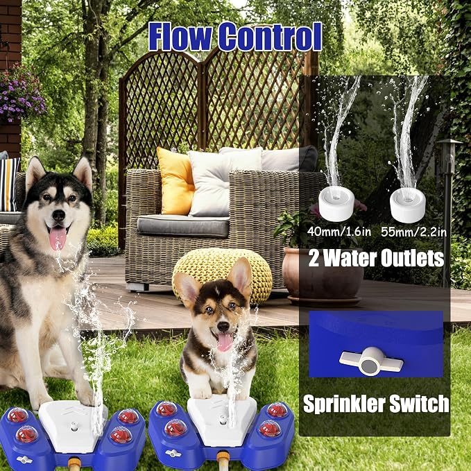 Dog Water Fountain Step On, Outdoor Paw Activated Water Fountain for Dogs, Paw Activated Drinking Water Toy with Hose for Fresh Water, Upgrade Copper Valve Set(Blue)