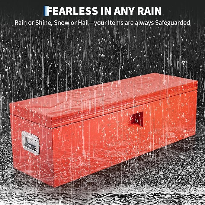 Heavy Duty Steel Truck Toolbox – 76x38x38cm – Gas Shock Lid – t-Handle Lock – Weatherproof Rubber Seal – Secure Underbody Storage Chest – Fits Pickup, Truck Bed, RV, Trailer