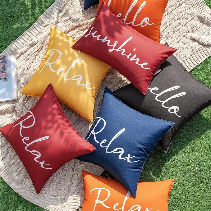 MIULEE Outdoor Waterproof Throw Pillow Covers Set of 2 Spring Relax Decorative Outdoor Rectangular Pillowcases for Chair Patio Garden Couch Tent Balcony Sofa Yellow 18x18 Inch