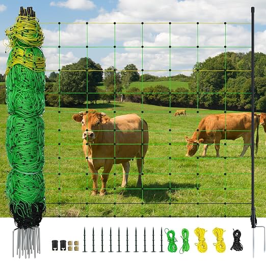 Electric Fence Netting, 49.6" H x 164'L, Electric Poultry Fence, Net Fencing Kit, Movable Livestock Nets for Yard,Backyards,Farms,Ranches, Energizer Not Included