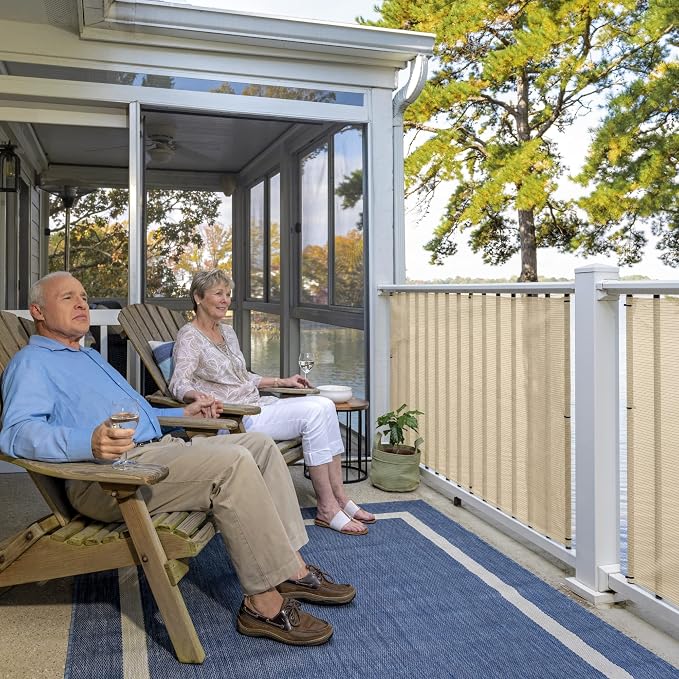 Coolaroo 70% UV Block Prvacy & Screening Fabric - Breathable Fence Cover for Patio, Balcony, Pool, and Play Area, Tear Resistant Windscreen, 6ftx100ft Roll, Sandstone