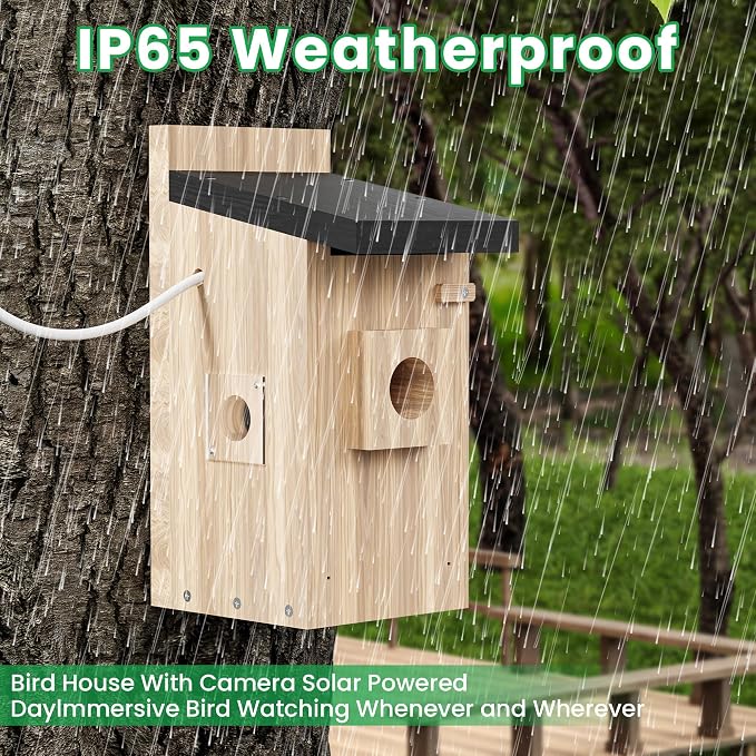 Birdhouse with Camera in It, 5MP HD 2.4G WiFi Birdhouse, Motion-Activated Auto Capture, Night Vision for Bluebirds & Wrens Nesting