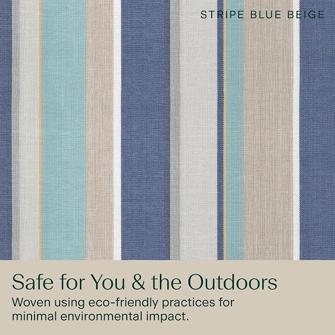 Honeycomb Outdoor Chaise Lounge Cushion for Patio Furniture, Water & Fade Resistant, Removable Cover, 21.5 x 70, Heritage Stripe Blue & Beige