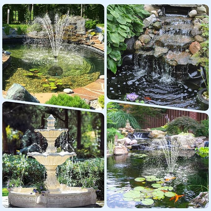 POPOSOAP 70W Solar Pond Filter with Fountain Pump, Solar Powered Water Pump with 580GPH Pond Filter for Outdoor Ponds, Adjustable Diverter Valve for Koi Ponds, Waterfalls, Garden Water Features P37039