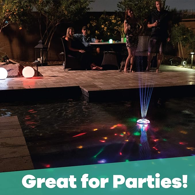 GAME LED Pool Lights for Above Ground & Inground Pools - Waterproof Floating Light Show with Multiple Color Modes - Easily Installable - Remote Controlled | Classic with Fountain (Blue)