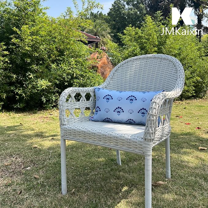 Pack of 2 Patio Lumbar Pillows, 12"x20" Fade Resistant Outdoor Waterproof Lumbar Pillow with Inners, Decorative Garden Lumbar Cushions for Home Patio Terrace Sofa Use