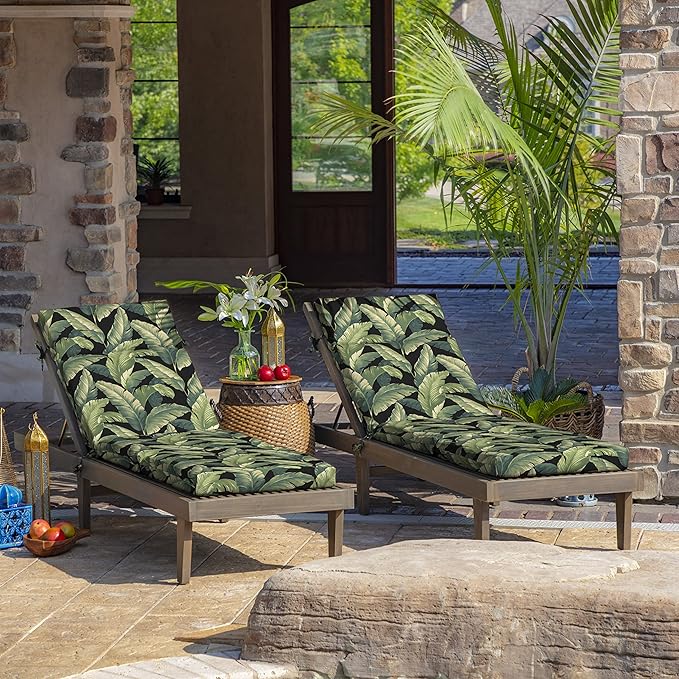 Arden Outdoor Chaise Cushion, 21 in x 72 in, Weather-Proof, Rain-Proof, Fade Resistant Patio Cushion for Chaise Lounger Onyx Cebu