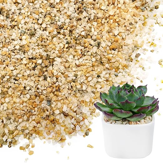 NUPICK 1-2mm Coarse Sand for Plants, 3lb Horticultural Grit for Succulents, Desert Silica Sand for Cactus, Decorative Gravel for Landscaping, Gold Grit for Aquariums, Bonsai, Vases Fillers