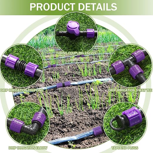Tondiamo 1000' 5/8 Inch Drip Tape Irrigation Tubing Kit 16 Mil 6" Spacing Garden Hose Watering Tube Line Automatic Equipment for Garden Irrigation System Farms, Landscape, Lawn
