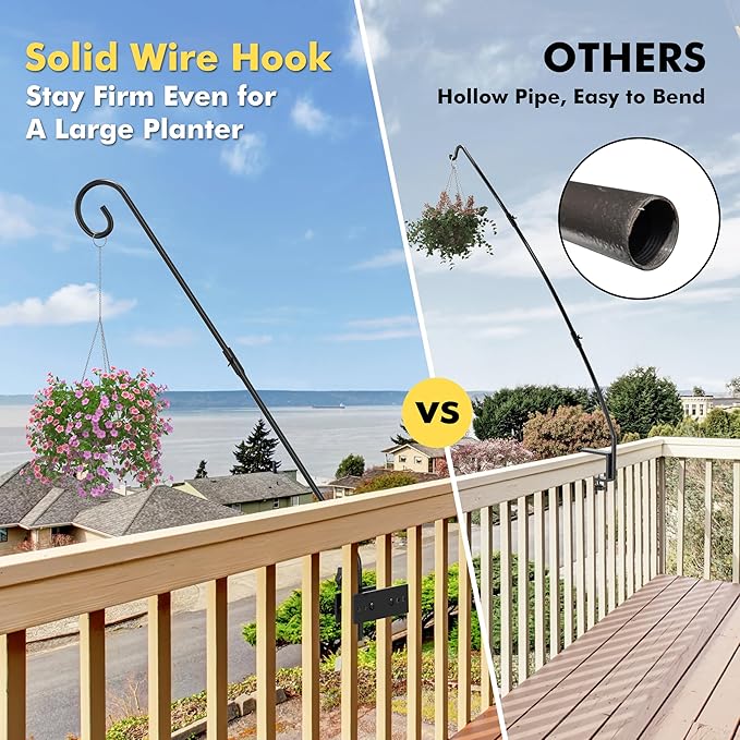 iBorn Fence Deck Hook 28 Inch Railing 180 Degree Rotary 1 Pack + Red Hummingbird Feeder with 14 Bee Guard Ports,13 OZ,2-Pack