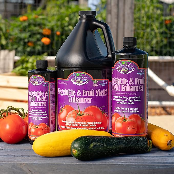Microbe Life Hydroponics Fruit and Vegetable Plant Growth Yield Enhancer Supplement, Plant Nutrients for Better Growth and Yield, Use with Any Feeding Systems Including Hydroponics or Soil, 16 Ounces
