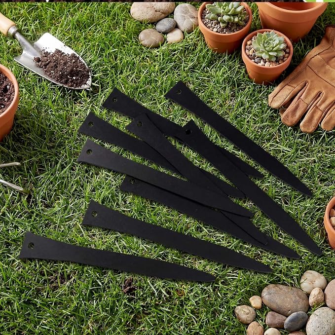 10 Pcs 12 Inch Metal Landscape Edging Stakes Galvanized Steel Garden Stakes Landscape Anchoring Spikes for Outdoor Terrace Grass Board Barrier Edging Coil Barrier Garden Lawn (Black)
