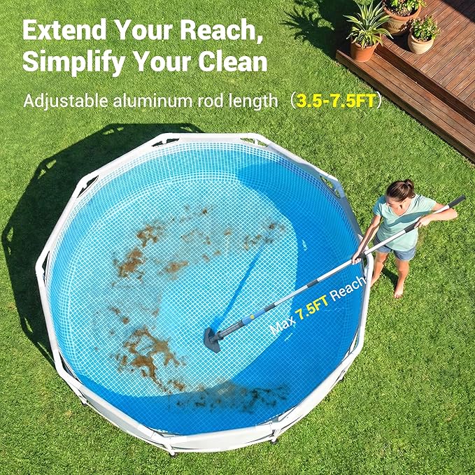 Cordless Spa Hot Tub Vacuum - Handheld Pool Vacuum for Above Ground Pool, Lightweight Stick Pool Cleaner with 2 Brush Heads, Ideal for Cleaning Debris and Sand (Blue)