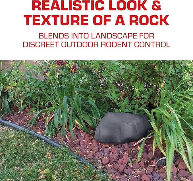 Tomcat Rockscape Bait Station: Rat and Mouse Killer, Discreetly Place Outdoors, Refillable, Kid and Dog Resistant