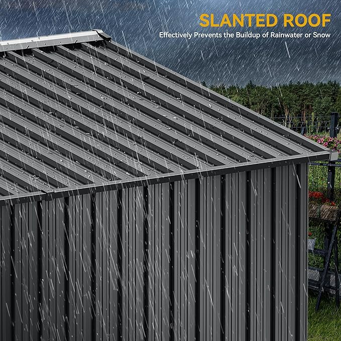 DWVO 10x8ft Outdoor Storage Shed, Large Metal Tool Sheds, Heavy Duty Storage House with Lockable Doors & Air Vent for Backyard Patio Lawn to Store Bikes, Tools, Lawnmowers, Dark Gray
