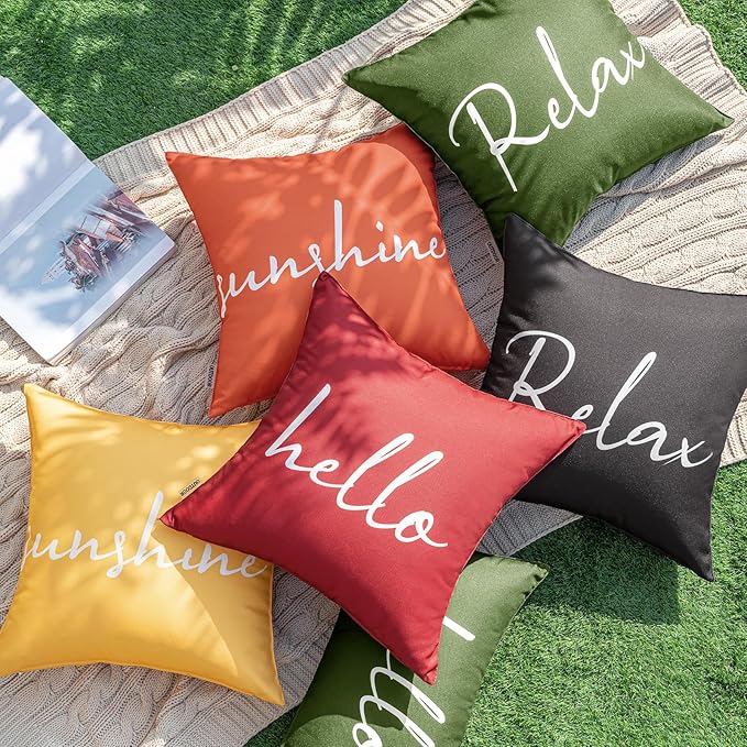 MIULEE Outdoor Waterproof Throw Pillow Covers Set of 2 Relax Decorative Outdoor Square Pillowcases for Chair Patio Garden Couch Tent Balcony Sofa Coral Red 20x20 Inch