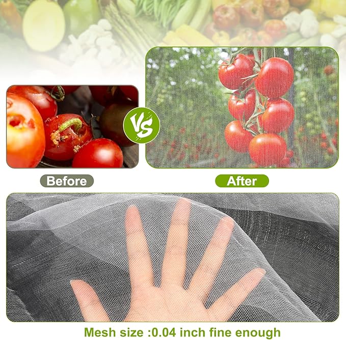 Garden Netting, 10x33Ft Ultra Fine Mesh Netting Pest Barrier Protection Bird Mosquito Net Plants Cover for Vegetables Fruits Flowers Crops Greenhouse Row Cover Raised Bed Patio Mesh Netting