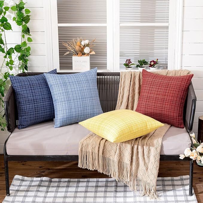 MIULEE Outdoor Waterproof Throw Pillow Covers Decorative Farmhouse Water Resistant Cushion Covers for Tent Patio Garden Couch Sofa Pack of 2, 22x22 Inch Navy Blue