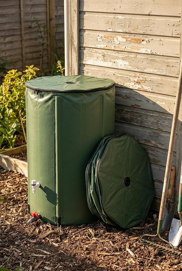 Rain Water Collection Barrel Water Storage Tank with Spigot, Hose and Portable Bucket, Large Plastic Collapsible Rain Catcher Catchment System to Collect Rainwater from Gutter (66Gallon=250L)