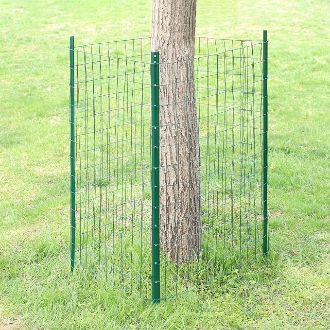 FOREHOGAR Green PVC Coated Welded Wire Fence 36 Inch x 25 Foot, 2 Inch x 3 Inch 16GA, Garden Border Fencing Roll Vinyl Coating Metal Wire Mesh for Yard Vegetable Plant Protection Poultry Netting