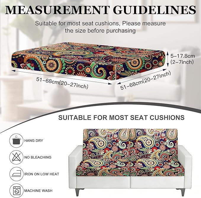 BIETYONE 4Pcs Patio Stretch Cushion Covers,Outdoor Sofa Replacement Cover Slipcovers for Patio Furniture Cushion Covers, Washable Reusable Furniture Protector