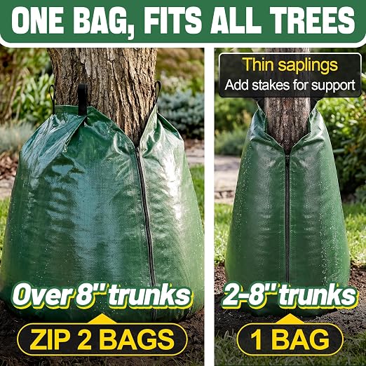 8 Packs Slow Release Tree Watering Bags - 20 Gallon Zippered Automatic Drip Irrigation Bags for New Planted and Transplanted Trees