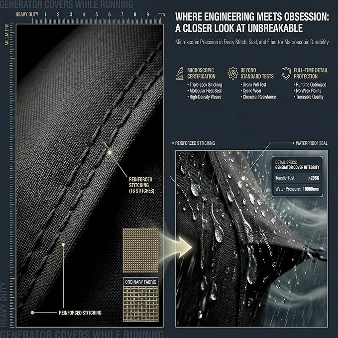 Generator Covers While Running, 28 "L x 20" W x 20 " – Storm & Snow Shield with EVA Window & Ventilation, Heavy Duty 900D Waterproof Fabric, Fits 3000W-5000W Generators (Honda, Champion, Westinghouse)