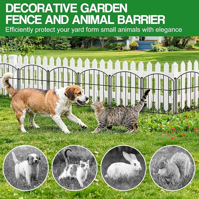50 Pack Decorative Garden Fence Animal Barrier Fence, 17 in x 15 ft Rustproof Metal No Dig Fence Panels, Arched Small Garden Fence Barrier for Dog Rabbit Flower Bed Edging Yard Ground Patio Defense