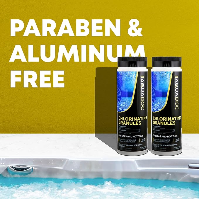 Spa Chlorine for Hot Tub Sanitizer 2lb (2 Pack) - Quick Dissolving Hot Tub Chlorine Granules, Spa Chemicals Made in the USA - AquaDoc