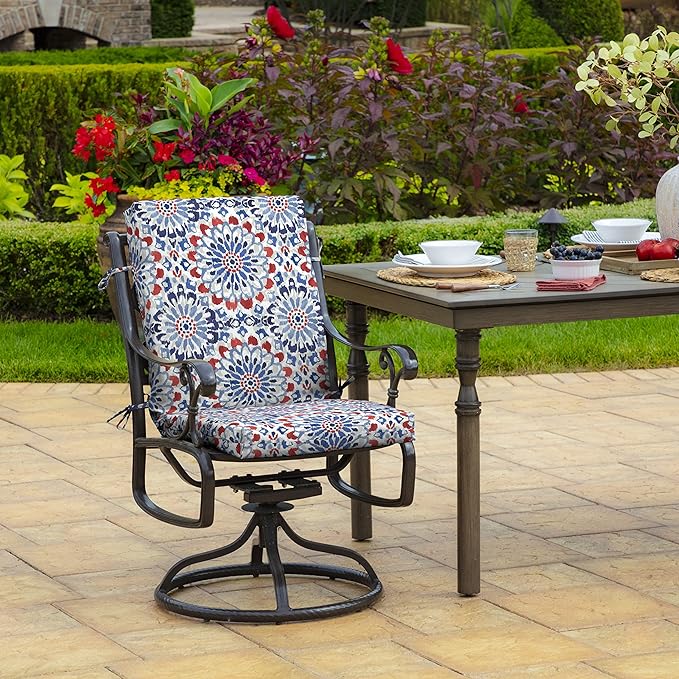 Arden Outdoor Patio Dining Chair Cushion, 20x44, Rain-Proof Seat Pad, Fade-Resistant Outdoor Cushion Clark Blue