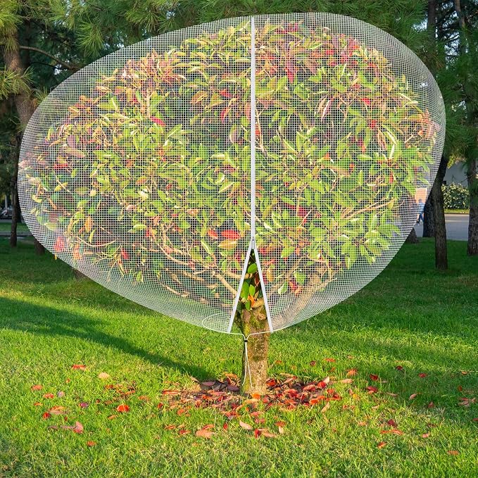 10 x 10 ft Large Fruit Tree Netting for Protecting Fruit from Squirrels Birds Bug Deer & Rat Garden Mesh Netting with Zipper and Drawstring for Blueberry Peach Apple Garden Plant