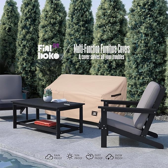 2-Seater Outdoor Couch Cover,60" Wx38 Dx35 H Patio Loveseat Cover,100% Waterproof Heavy Duty Patio Sofa Covers,Patio Furniture Covers,Light Brown