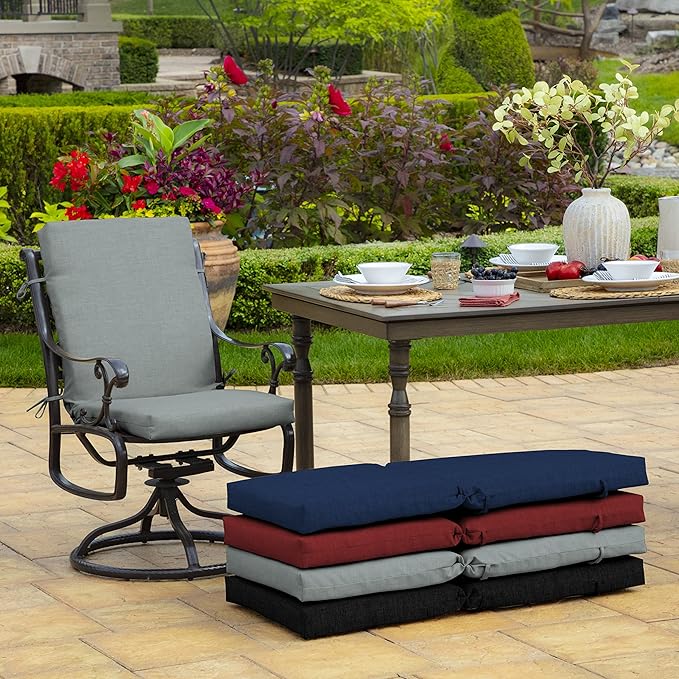 Arden Outdoor Patio Dining Chair Cushion, 20x44, Rain-Proof Seat Pad, Fade-Resistant Outdoor Cushion Stone Grey Leala