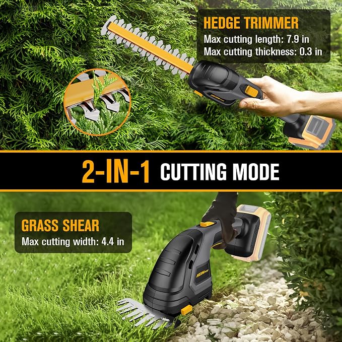 HEINPRO Hedge Trimmer Cordless Compatible with DEWALT 20V MAX Battery (Tool Only), Electric Hedge Trimmer Cordless Grass Trimmer, Bush Trimmer Grass Shears Handheld for Yard, Garden