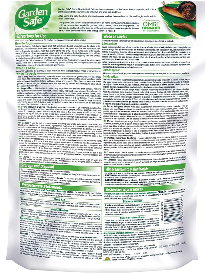 Garden Safe Brand Slug & Snail Bait Granules, 2 Pounds, Slugs & Snails Begin to Die Within 3 to 6 Days, Can Be Used Around Pets & Wildlife, For Lawns, Gardens & Greenhouses, 6 Pack