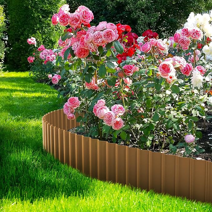 LAVEVE Corrugated Metal Garden Edging 6" x 20Ft, Landscape Edging Border for Lawn, Flower Bed, Garden Fence, Paver Edging (Bronze)