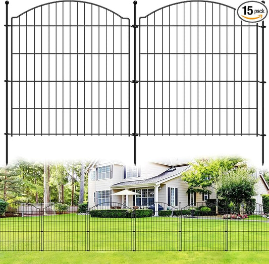 Decorative Garden Fences 32in x 36ft, 15 Pack Outdoor Fencing Animal Barrier Dog Border, Metal Wire Fence Panels for Garden Decor, Flower Bed Edging Borders for No Dig Patio Yard