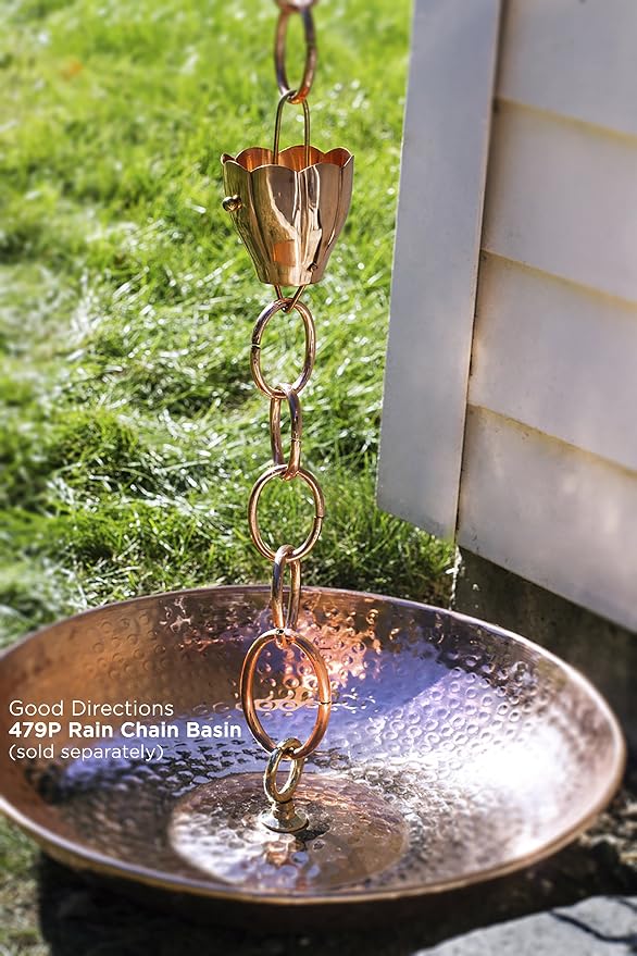 Good Directions 491P-8 Crocus Rain Chain 8-1/2 Feet Long, Large Cups, 100% Pure Copper