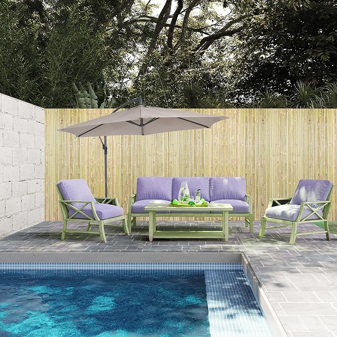 Landgarden Natural Bamboo Slat Screening, Eco-Friendly Privacy Slat Fence, Bamboo Screen Panel Roll for Balcony or as Wind and Sight Protection