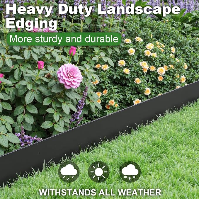Steel Landscape Edging 6-Pack, 8" H X 40" L Bendable Metal Edging for Landscaping, No-Dig Metal Landscaping Edging for Yard, Lawn Edge, Pathway & Flower Beds (20Ft Total)