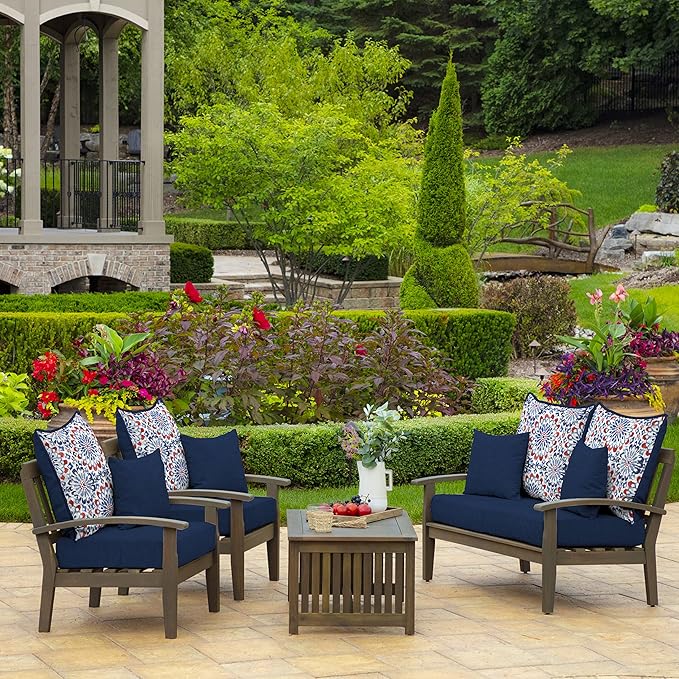 Arden Outdoor Toss Pillow, 2 Pack, 16 x 16, Rain-Proof, Fade Resistant Sapphire Blue Leala